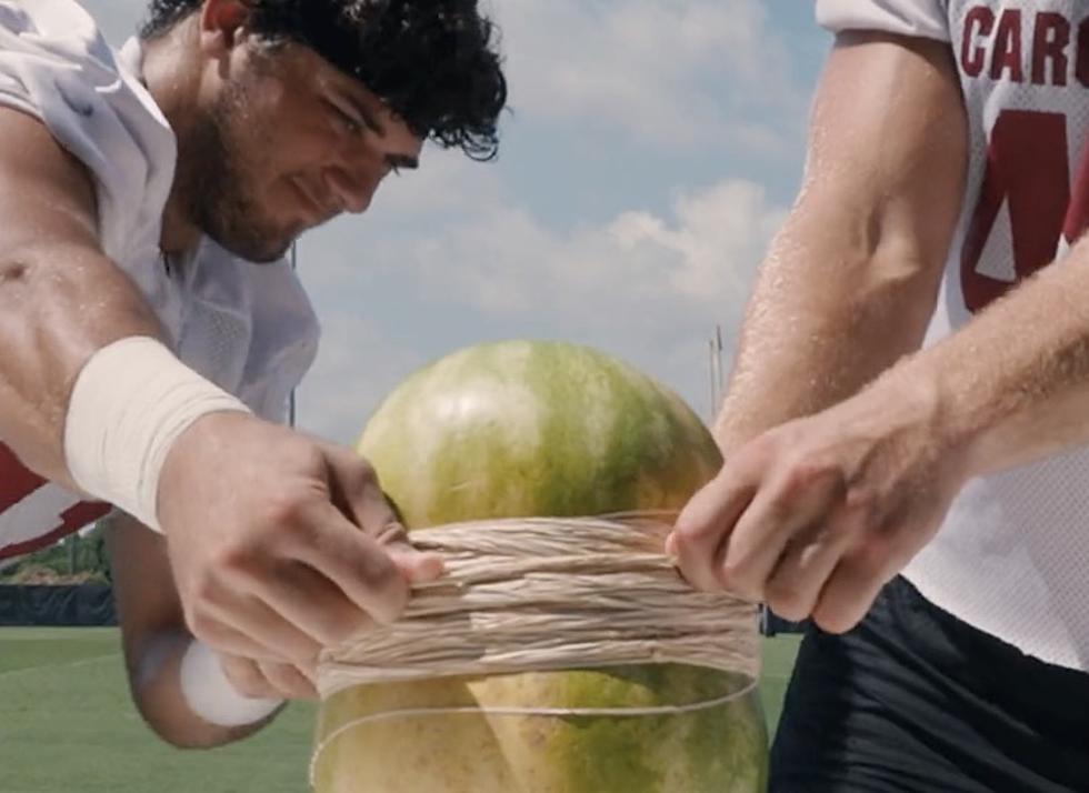 Watermelon Explodes After Football Players Wrap Rubber Bands Around It