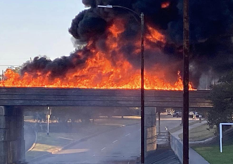 Shocking Photos Show Railway Overpass On Fire in New Orleans