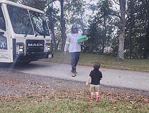 Sanitation Worker in Abbeville Louisiana Gifts Young Boy Own...