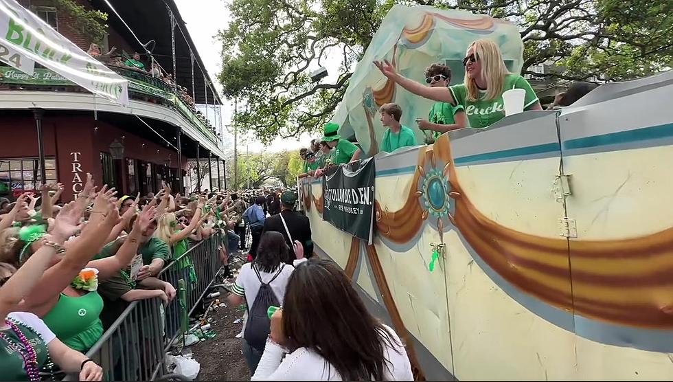 Louisiana Float Rider Has Important Sign at St. Pat's Day Parade