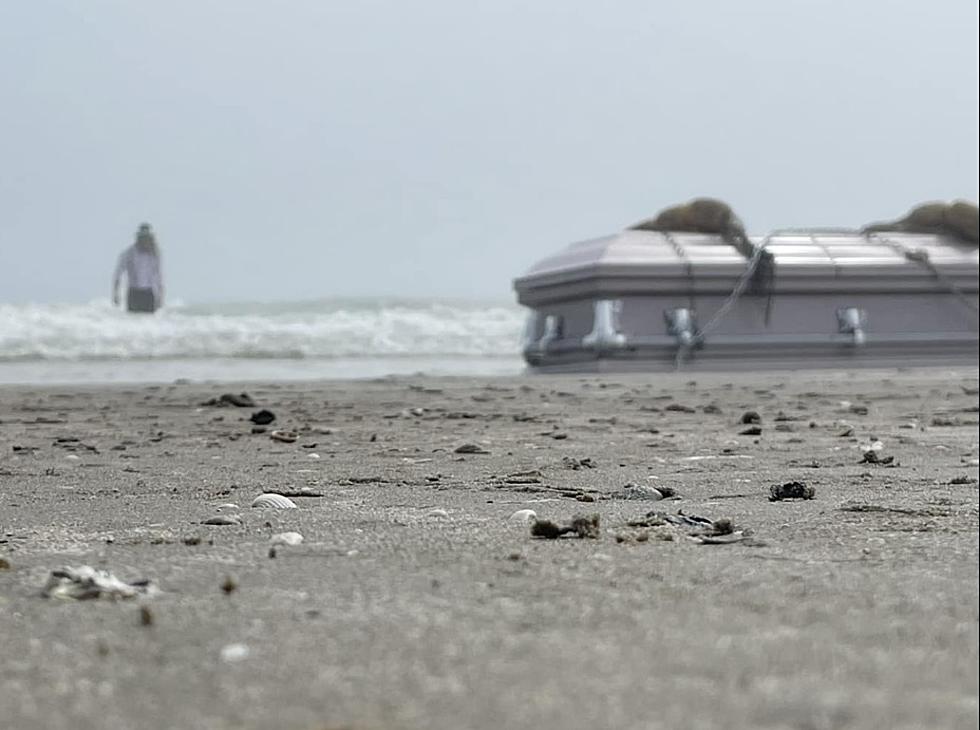 Many in Galveston, Texas Are Shocked to See Coffin Show Up on Beach