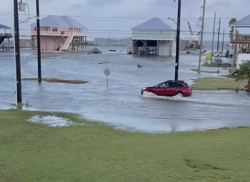 Grand Isle, Louisiana Flooding Due to High Tide and Strong Winds