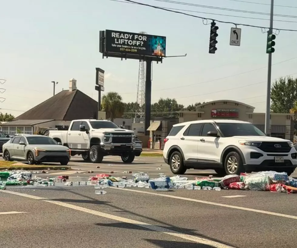 Loads of Drinks Fall to Road at Busy Intersection in Lafayette