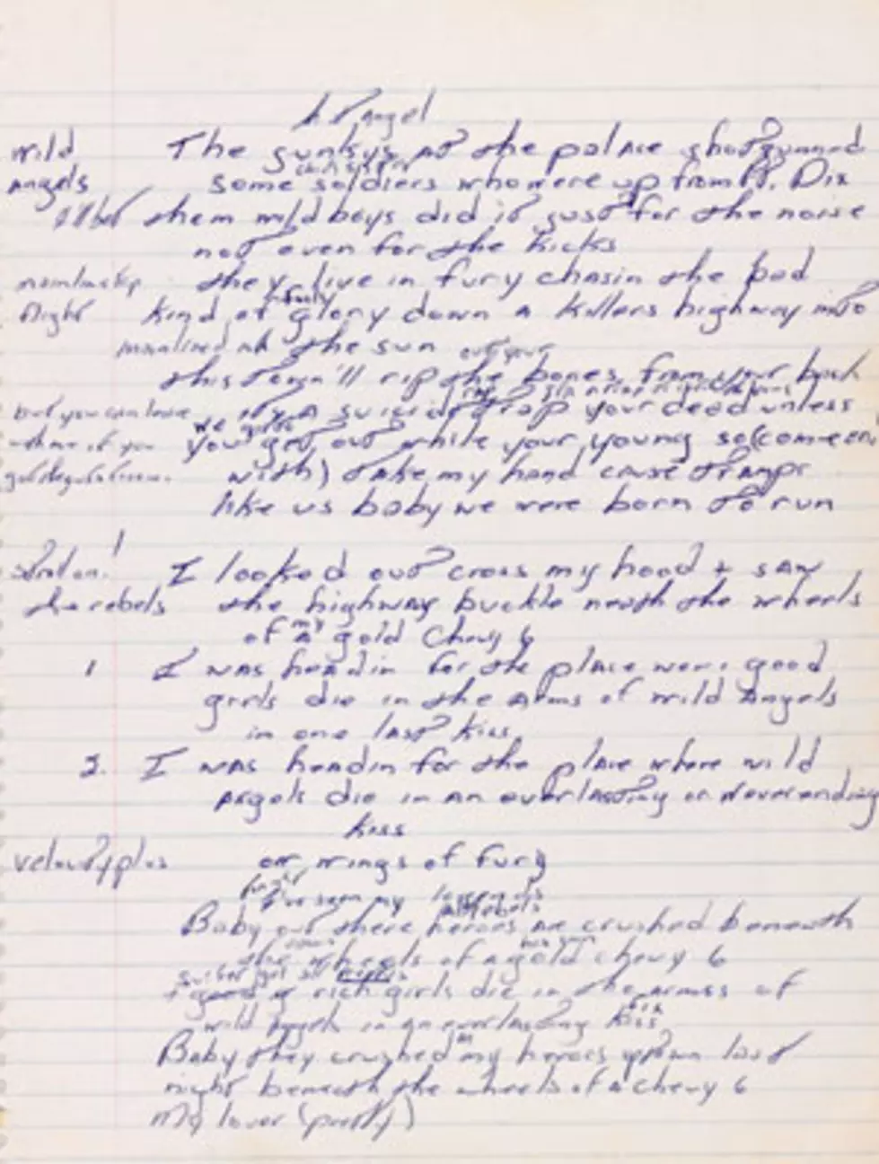 Bruce Springsteen&#8217;s Handwritten &#8216;Born to Run&#8217; Lyrics Go to Auction