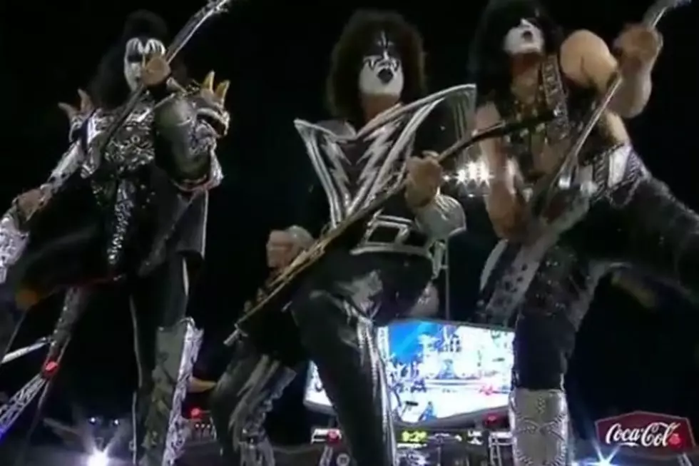 Kiss Perform During Hockey Game at Dodger Stadium