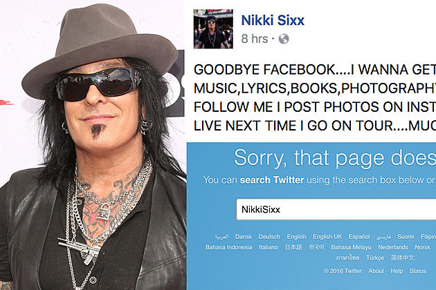 Nikki Sixx Quits Twitter, Facebook
