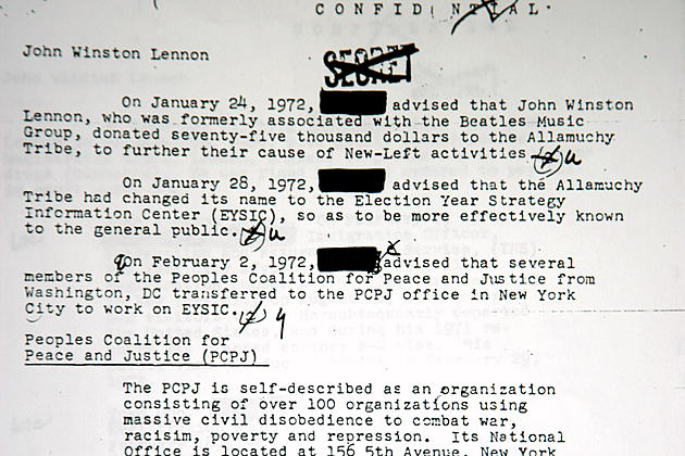 20 Years Ago: John Lennon’s FBI File Is Revealed