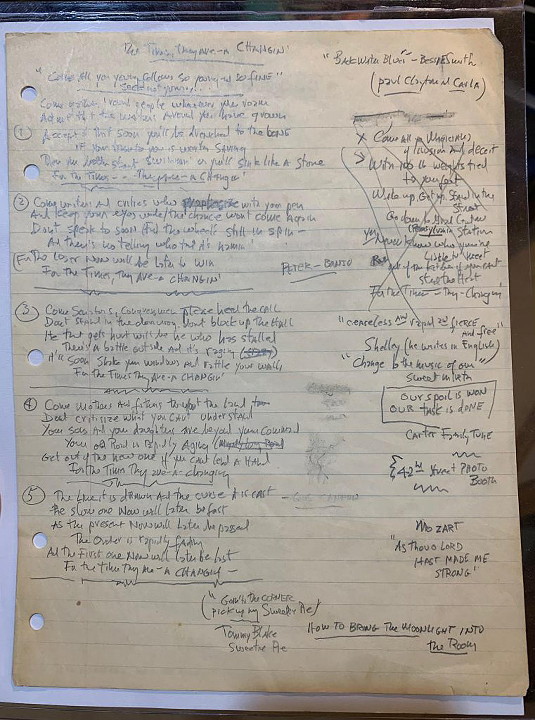 Bob Dylan's Handwritten 'Times' Lyrics on Sale For $2.2 Million