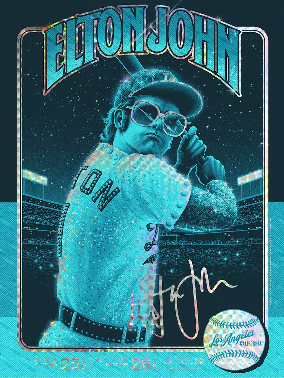 LA Dodgers Inspired Elton John Style Baseball Jersey - Blue