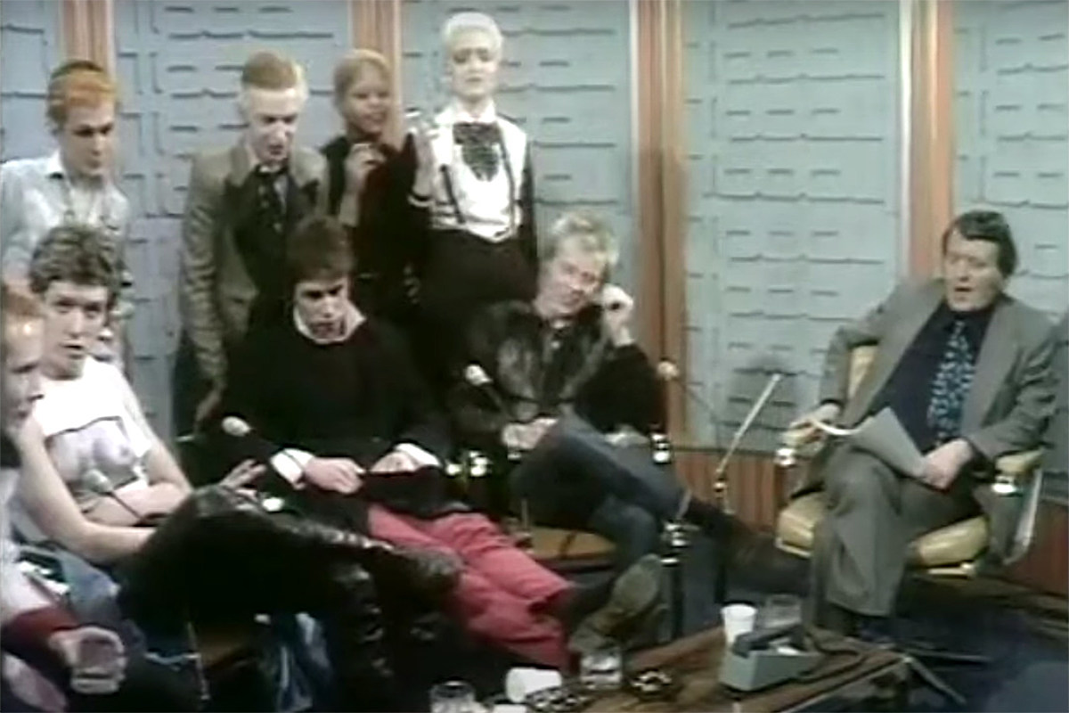 The Sex Pistols and members of the Bromley Contingent being interviewed by Bill Grundy.