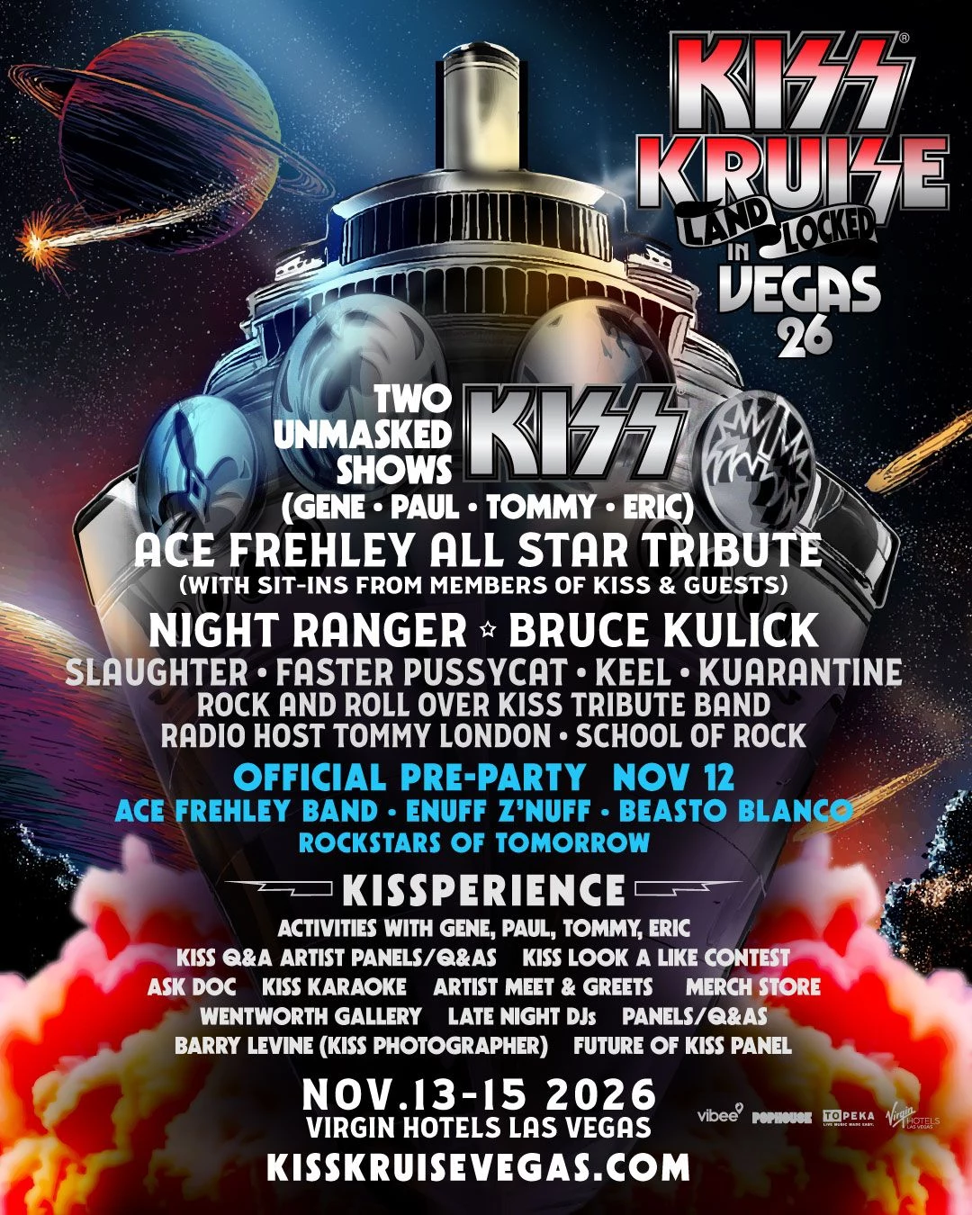 Kiss Reveals Details for Ace Frehley Tribute Show, Kruise Weekend