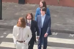 Watch Beatles Biopics Stars Film the Abbey Road Crossing Scene