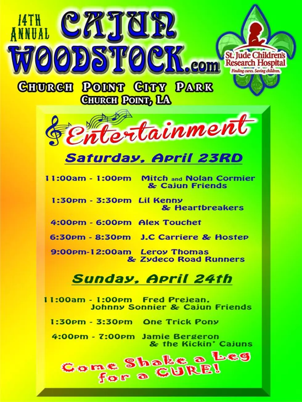 Cajun Woodstock to Benefit St. Jude Set for April 23-24 at Church Point City Park