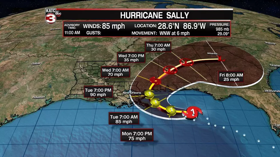 Sally Now a Category 1 Hurricane With 85 MPH Winds