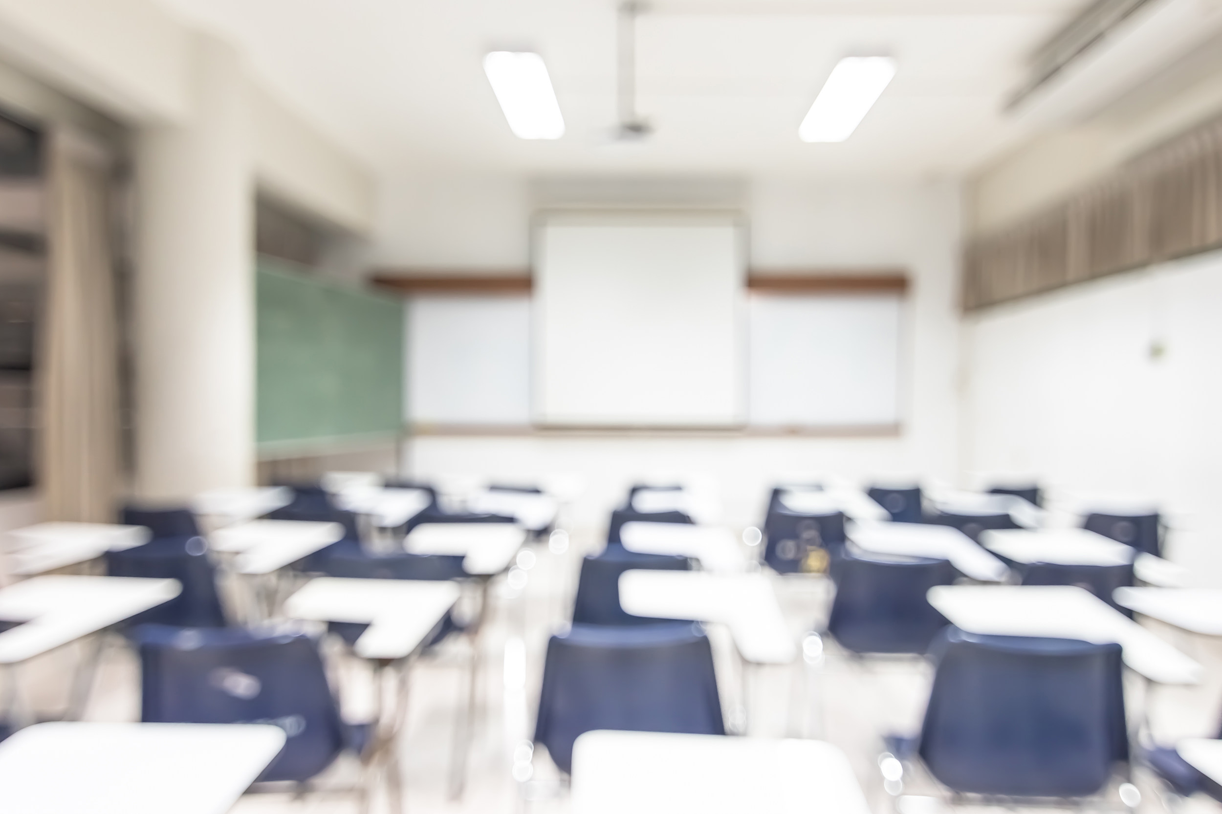 Blur  classroom education background empty school class lecture room interior view with no teacher nor student