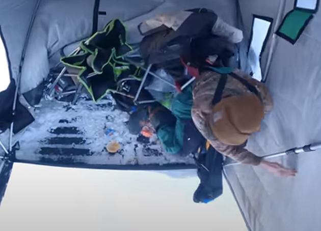 Snowmobile Drags Ice Fisherman on Harrowing Ride Inside His Shack