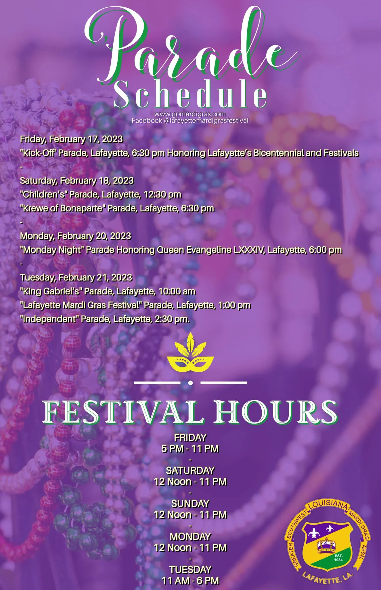 Mardi Gras Parade Schedule 2024 Lafayette La Karly Martica