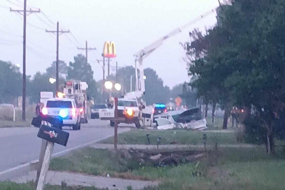 Major Crash on E Broussard in Lafayette as Vehicle Hits Utility Pole, Entergy Residents May Be Without Power