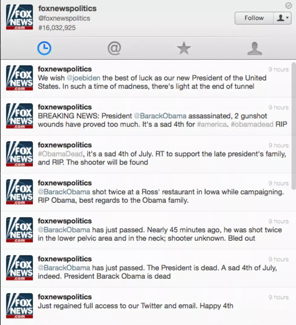 FoxNewsPolitics Twitter Feed Hacked, Reports Assasination Of President Obama