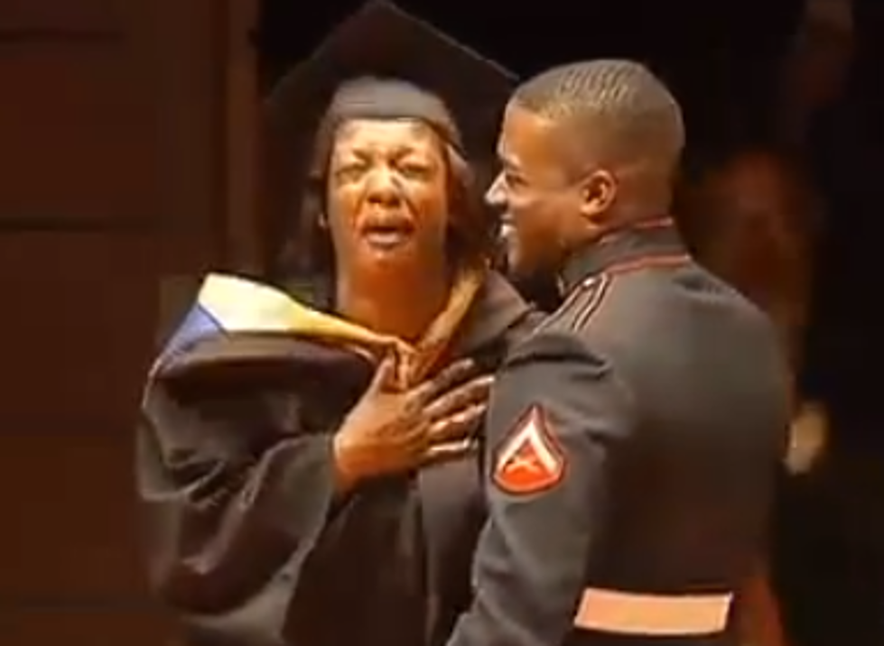 A Marine Corporal Surprises His Mom On Her Graduation Day