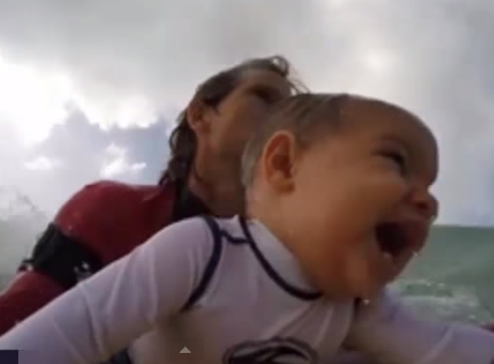 Dad Takes His 9-Month-Old Baby Out Bodyboarding [VIDEO]