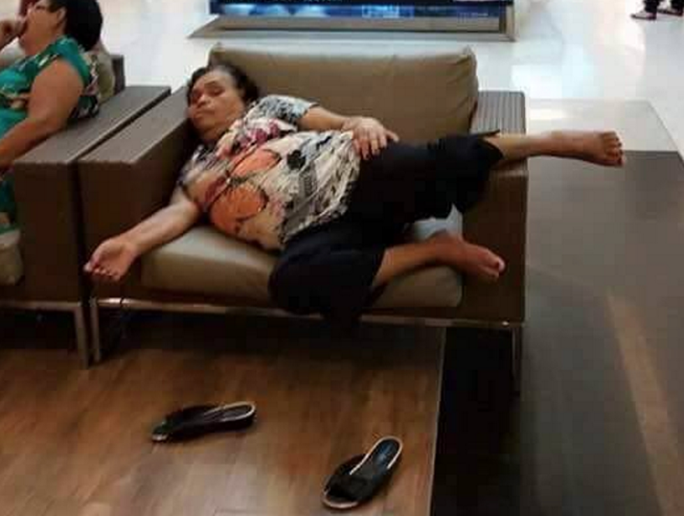 This Woman Fell Asleep In A Shopping Mall And The Internet Had A Photoshop Field Day [PHOTOS]