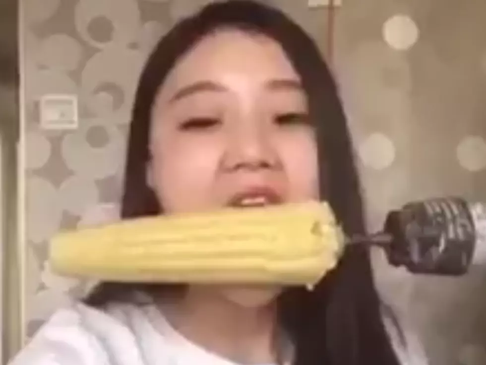 Girl Uses Drill To Eat Corn On The Cob Rips Hair Out