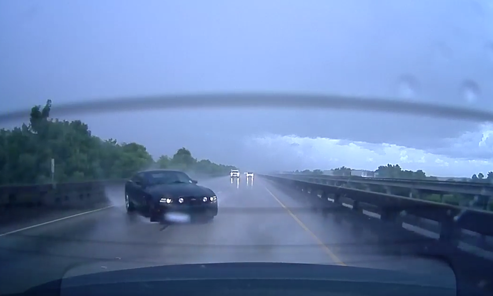 Dash Cam Captures The Moment A Mustang Hydroplanes On I-10 Atchafalaya Basin Bridge [VIDEO]