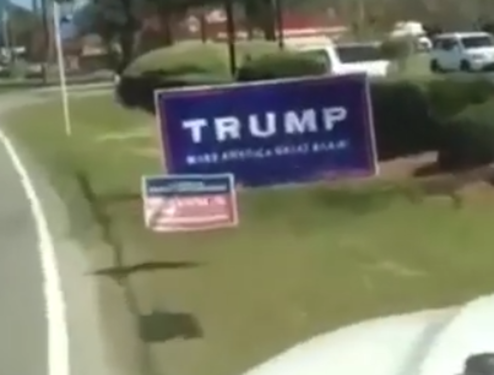 Woman Runs Over Trump Sign, Posts On Facebook [VIDEO]