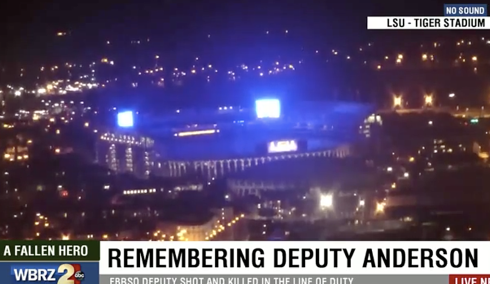 LSU Tiger Stadium Lit Up In Blue To Honor Fallen Deputy Shawn Anderson [VIDEO]