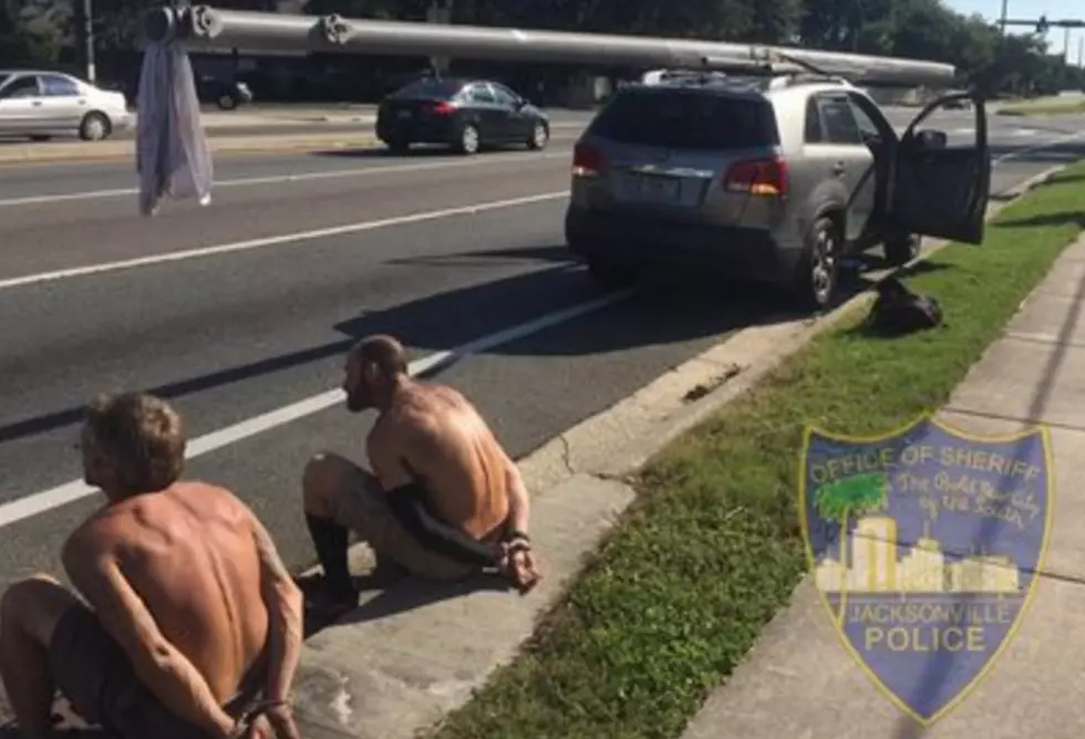 Guys Busted Trying To Steal Metal Telephone Pole After Hurricane
