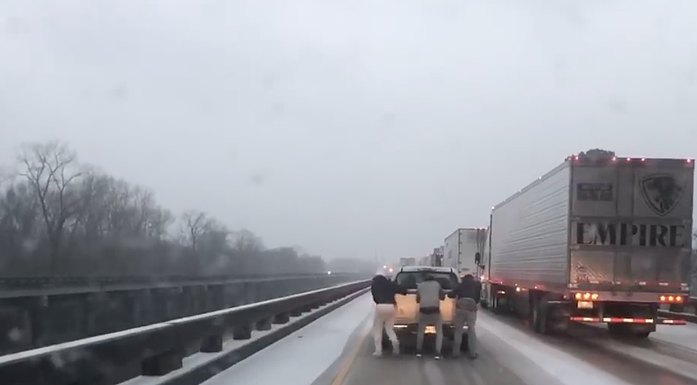 Here’s A Crazy Video Of Three Guys Snow Skiing Down The I-10 Basin Bridge