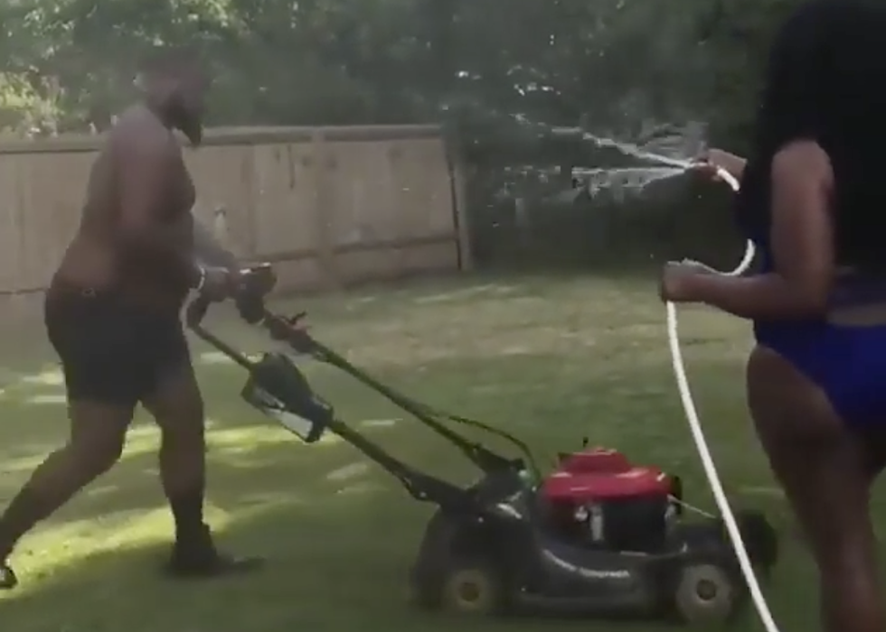 Louisiana Couple Demonstrates How To Stay Cool While Mowing Your Lawn [VIDEO]