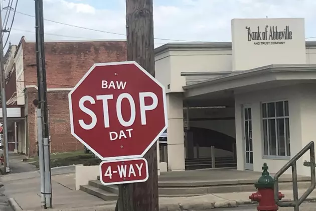 Stop Sign In Abbeville Vandalized, With A Cajun Twist  [PHOTO]