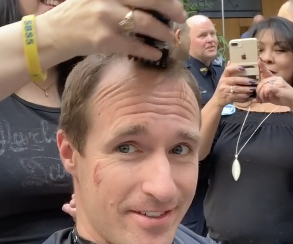 Drew Brees Gets Buzz Cut For Charity [VIDEO]
