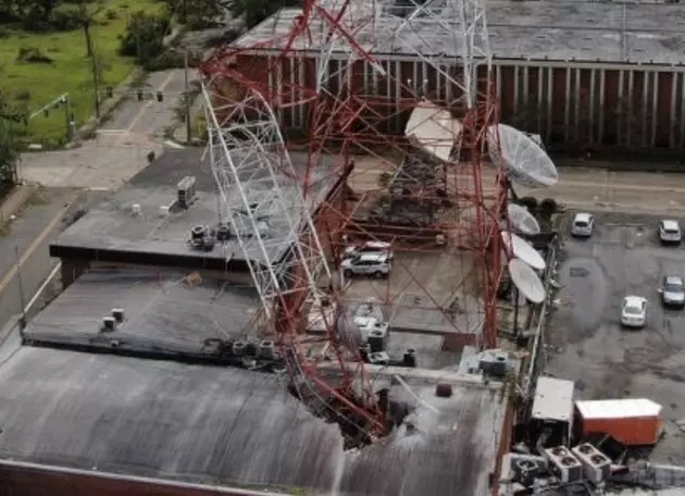 Photo Shows Extensive Damage to Lake Charles Television Station After Tower Falls on Studio