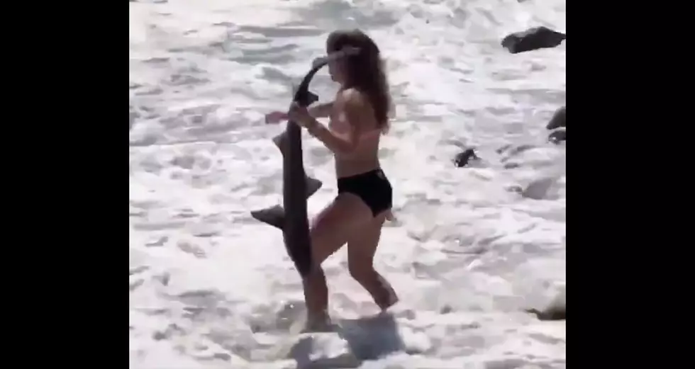 Woman Picks Up Shark With Her Bare Hands And Brings It Back In The Ocean [VIDEO]