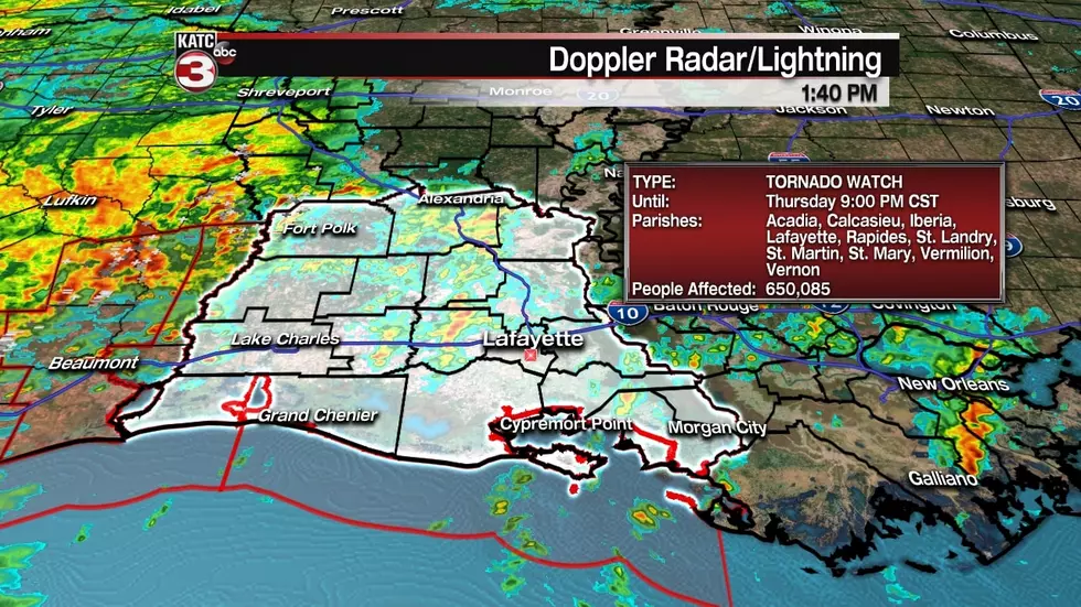 Tornado Watch Issued For All Of Acadiana