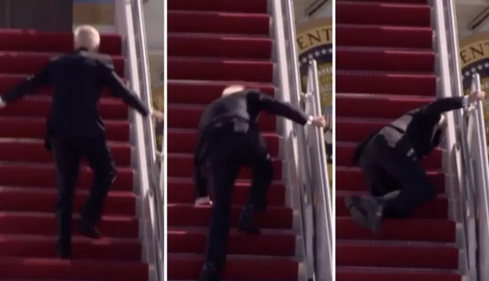 President Joe Biden Stumbles, Falls While Climbing Steps of Air Force One