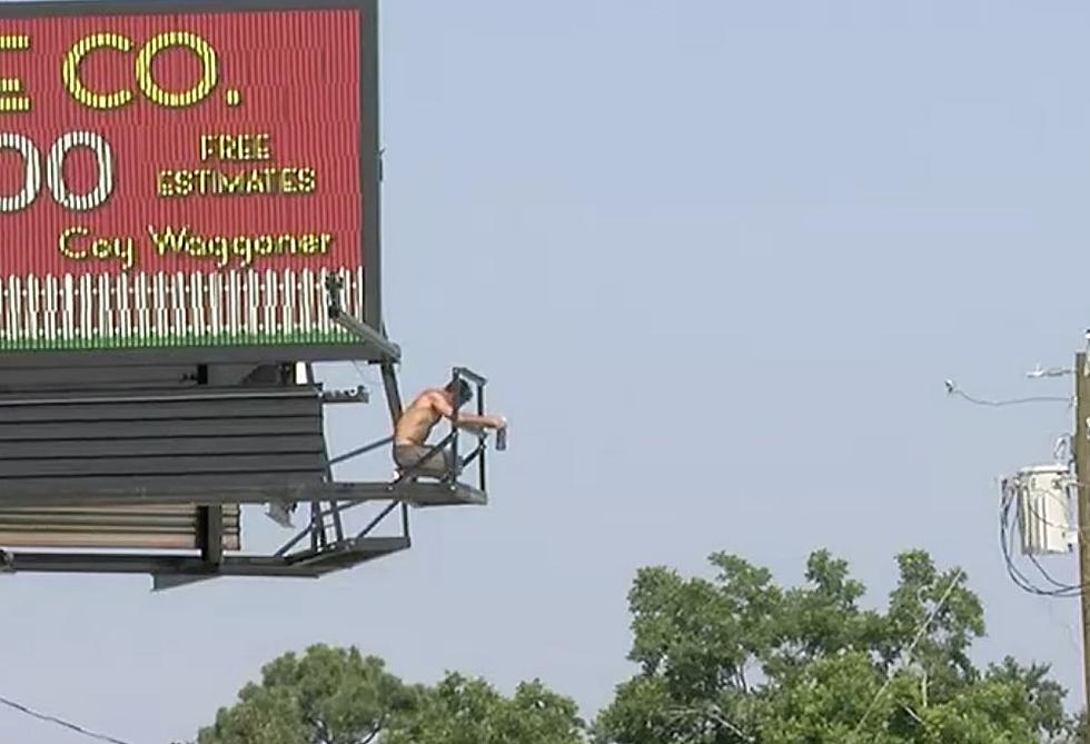 Man Climbs Billboard in Lake Charles, Police Close Roadways [VIDEO]