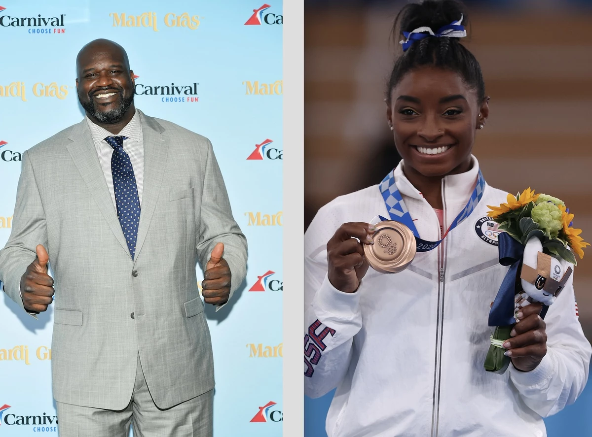 Check Out the Difference in Size Between Shaq and Simone Biles Check Out the Difference in Size Between Shaq and Simone Biles