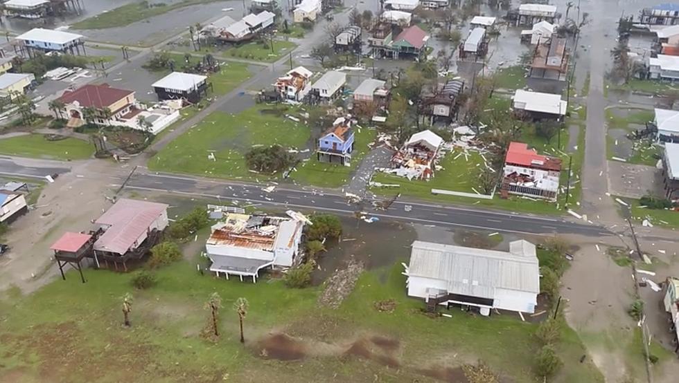 Aerial View Shows Damage to Grand Isle
