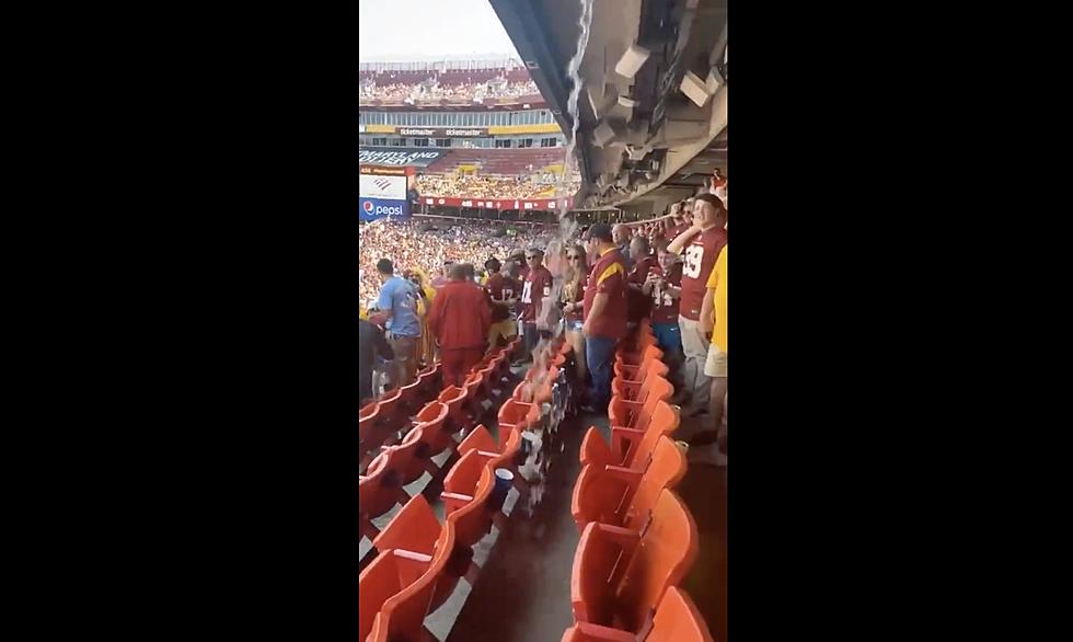 Watch Washington Football Fans Scatter When Sewage Pipe Bursts Above Them in Stadium