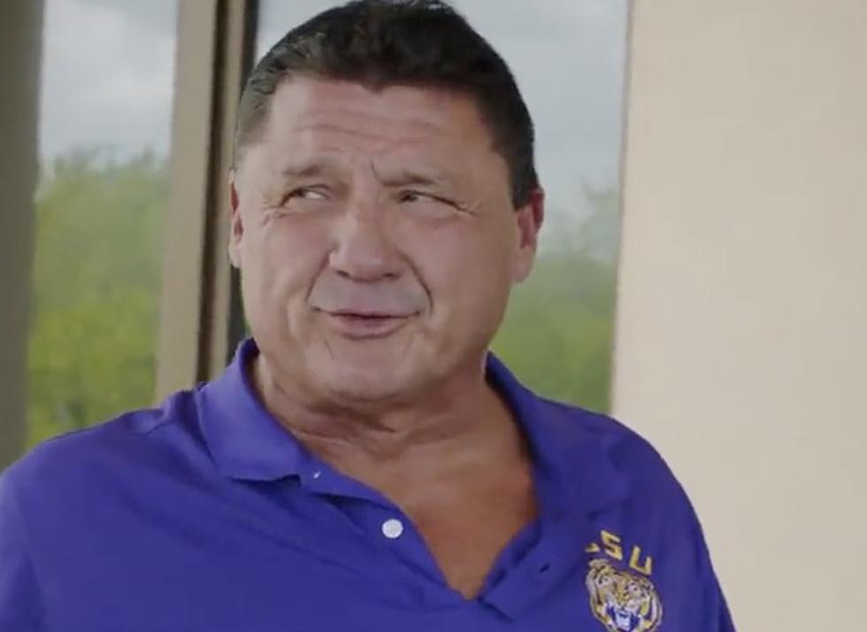 LSU Coach Ed Orgeron Rips Shirt Off While on &#8216;Eli&#8217;s Places&#8217; [VIDEO]