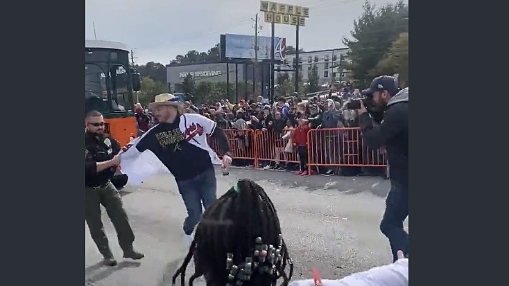 Atlanta Braves Mascot Delivers Brutal Stiff Arm In A Pee-Wee Game