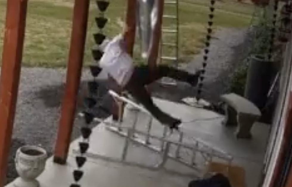 Watch Man Fall Off of Ladder While Hanging Christmas Lights on House