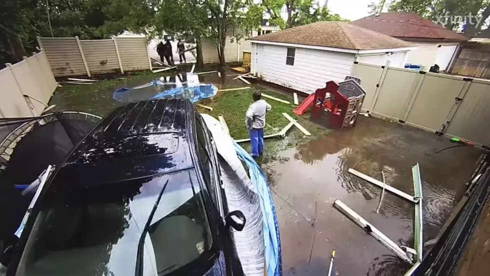 Surveillance Camera Captures Driver Plowing Through Fence, Destroying Pool and Trampoline