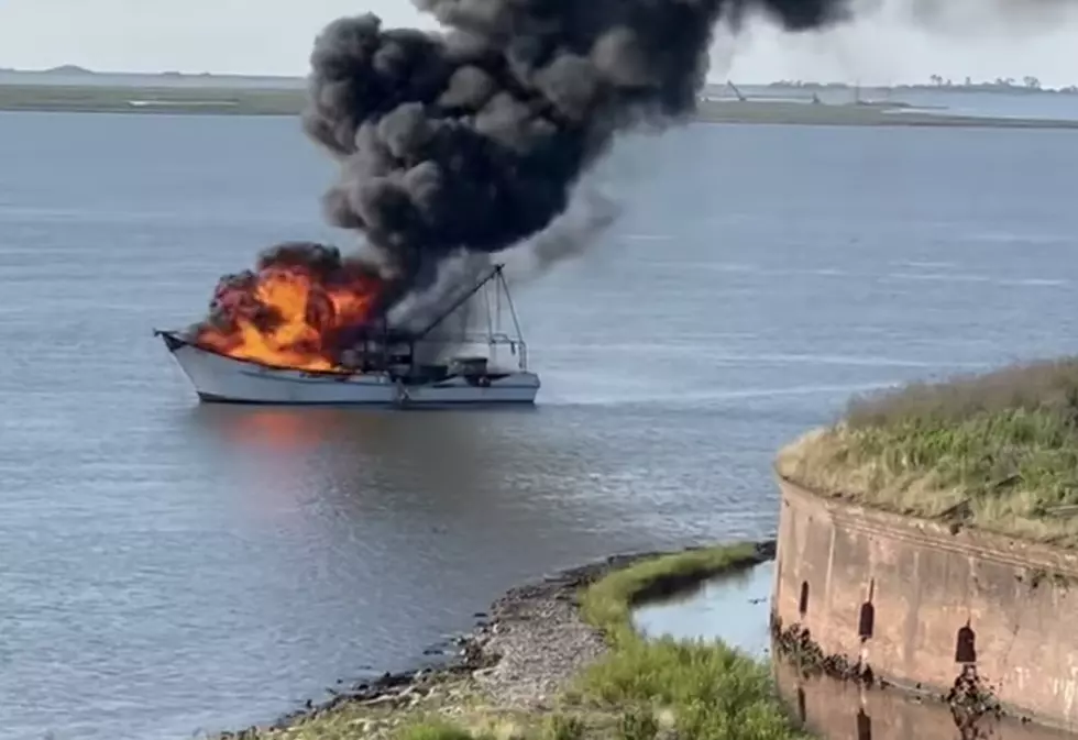 Shrimp Boat Catches on Fire, Person Rescued From Boat [VIDEO]