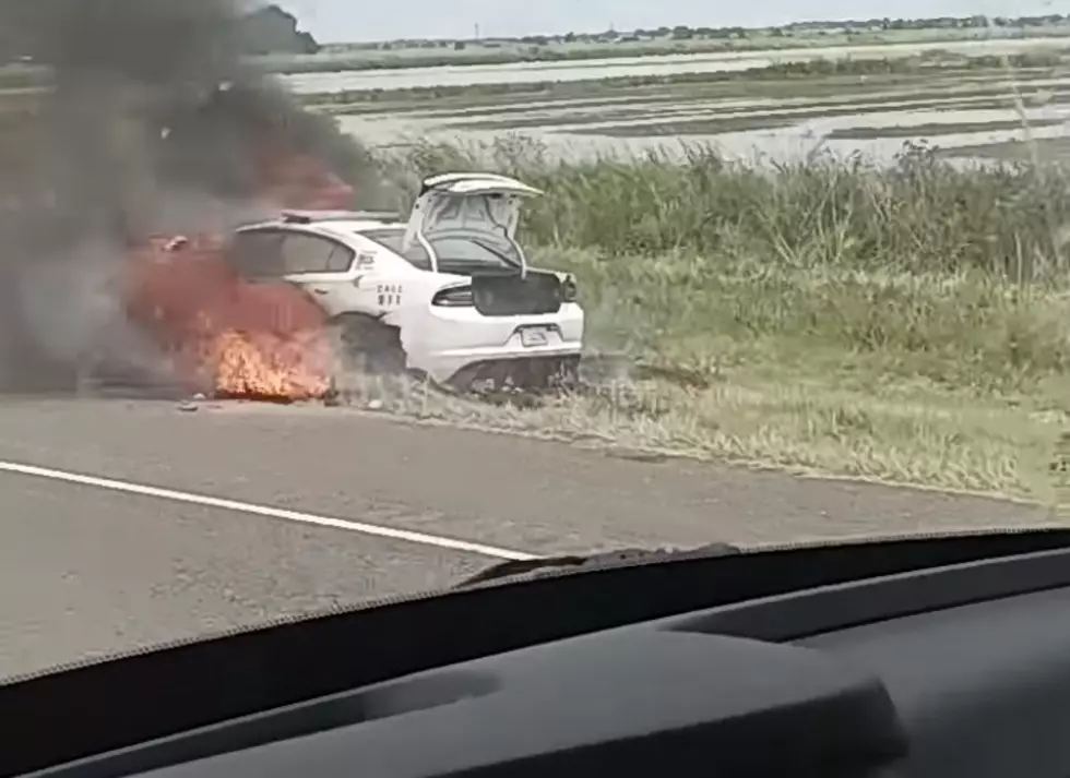 Police Car Catches Fire on Hwy. 190 Near Eunice [VIDEO]