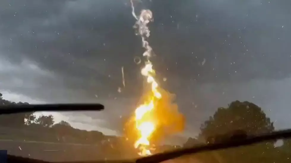 Dramatic Video Shows Moment Lightning Strikes Truck in Traffic